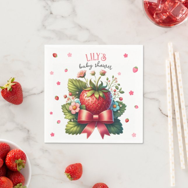 Strawberry Baby Shower | Berry Sweet Napkins (Insitu)