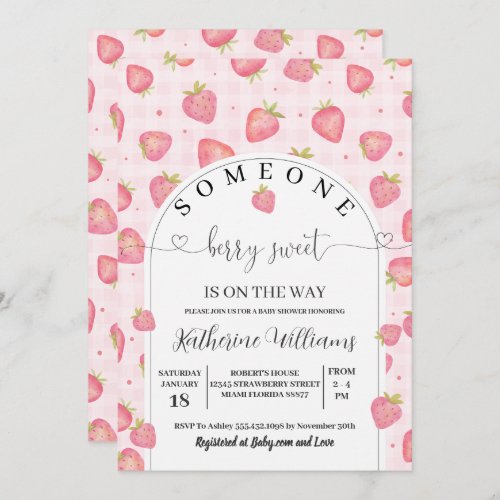 Strawberry Baby Shower  Berry Sweet Shower Invitation