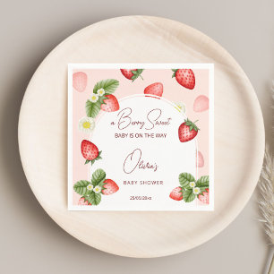 Strawberry baby shower berry sweet template napkins