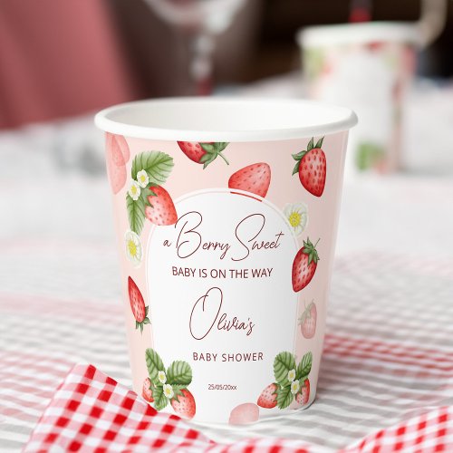 Strawberry baby shower berry sweet template paper cups