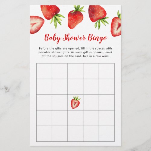 Strawberry Baby Shower Bingo Game