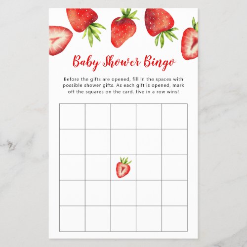 Strawberry Baby Shower Bingo Game