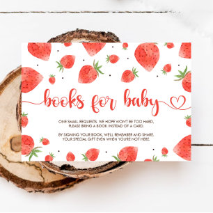 Strawberry Baby Shower Book Request Enclosure Card