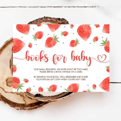 Strawberry Baby Shower Book Request Enclosure Card