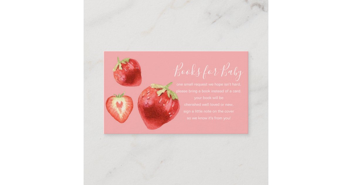 Strawberry Baby Shower Book Request Enclosure Card | Zazzle