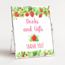 Strawberry Baby Shower Books and Gifts Sign