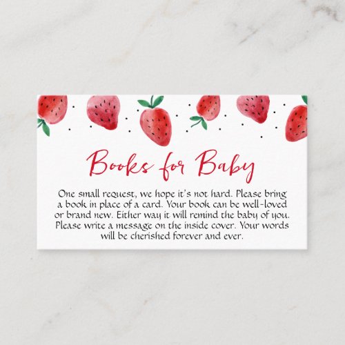 Strawberry Baby Shower Books for Baby Business Card