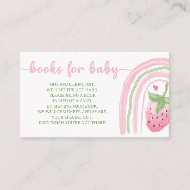 Strawberry Baby Shower Books for Baby Enclosure Card (Front)