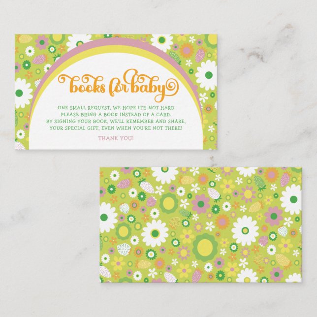 Strawberry Baby Shower Books For Baby Enclosure Card (Front/Back)