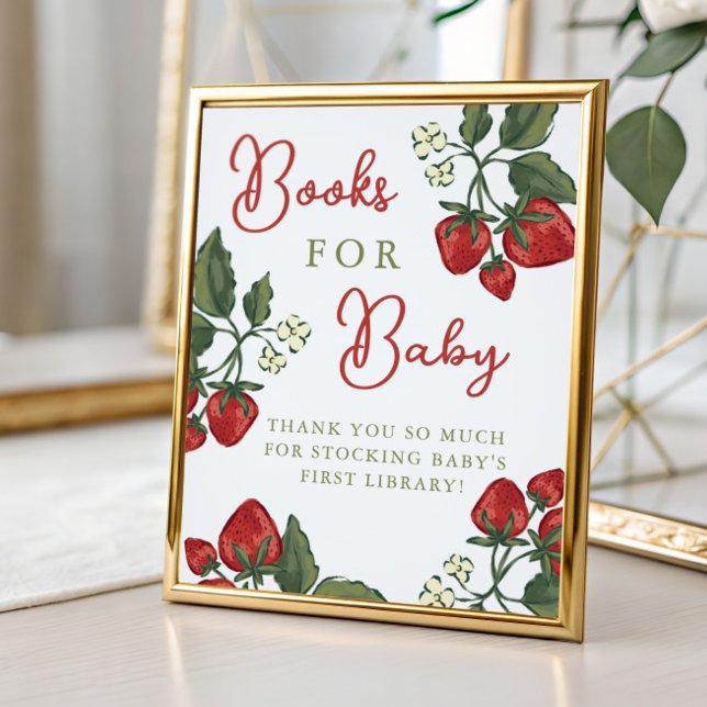 Strawberry Baby Shower Books For Baby Sign (Creator Uploaded)