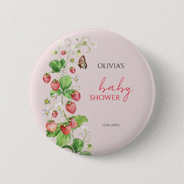 Strawberry Baby Shower Button (Front)