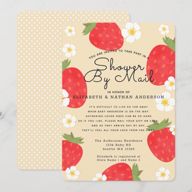 Strawberry Baby Shower By Mail Invitation (Front/Back)