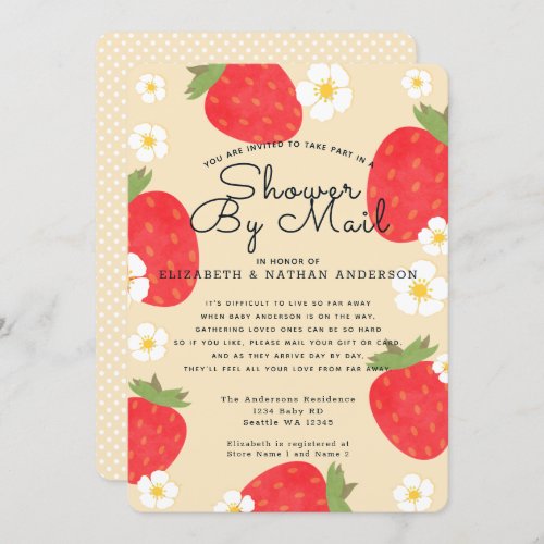 Strawberry Baby Shower By Mail Invitation