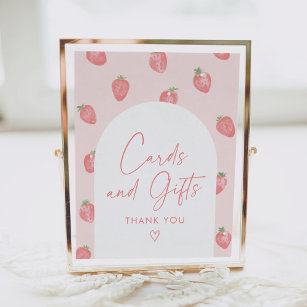 Strawberry Baby Shower Cards and Gifts Sign