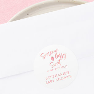 Strawberry Baby Shower Classic Round Sticker