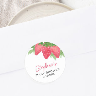 Strawberry Baby Shower Classic Round Sticker
