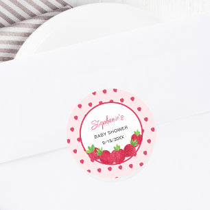Strawberry Baby Shower Classic Round Sticker