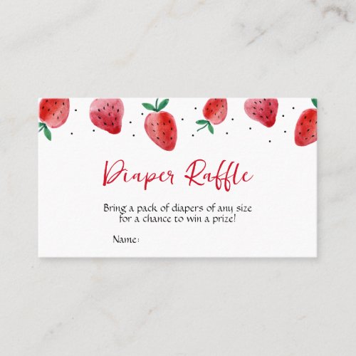 Strawberry Baby Shower Diaper Raffle Business Card