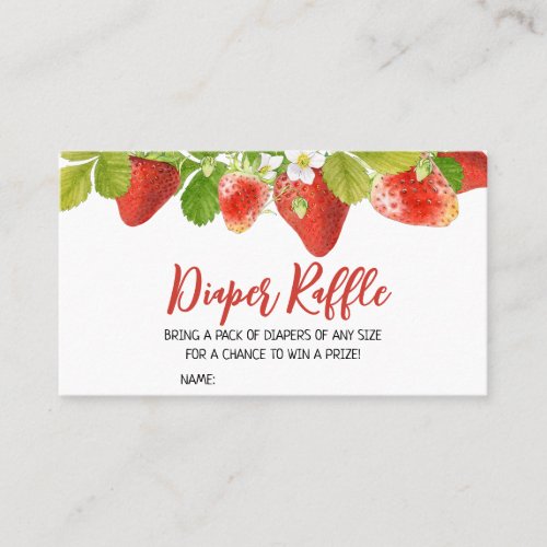 Strawberry Baby Shower Diaper Raffle Business Card