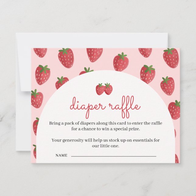 Strawberry Baby Shower Diaper Raffle Card (Front)