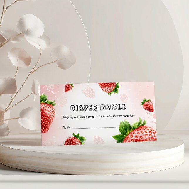 Strawberry Baby Shower Diaper Raffle Card (Creator Uploaded)