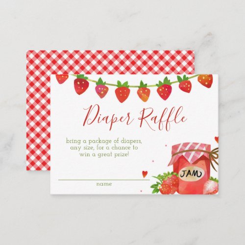 Strawberry Baby Shower Diaper Raffle Enclosure Card