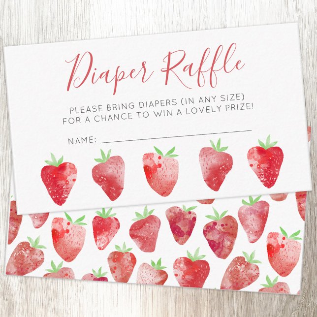 Strawberry Baby Shower Diaper Raffle Enclosure Card (Strawberry watercolor diaper raffle baby shower enclosure card)