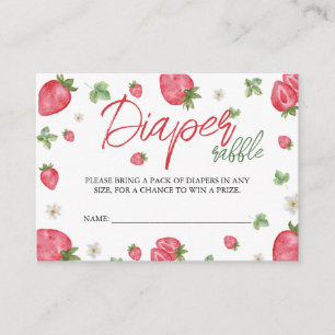 Strawberry Baby Shower Diaper Raffle Enclosure Card