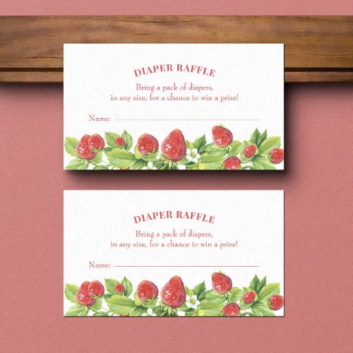 Strawberry Baby Shower Diaper Raffle Insert Card