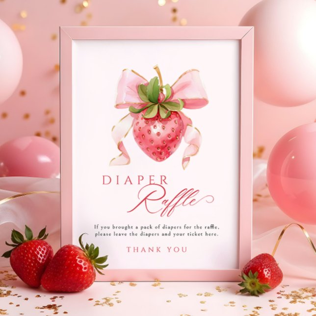 Strawberry Baby Shower Diaper Raffle Table Sign (Creator Uploaded)