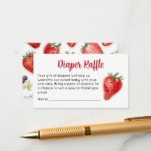 Strawberry Baby Shower Diaper Raffle Ticket