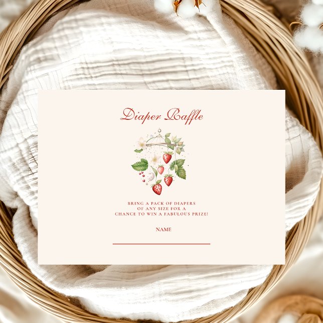 Strawberry Baby Shower Diapper Raffle Enclosure Card (Creator Uploaded)