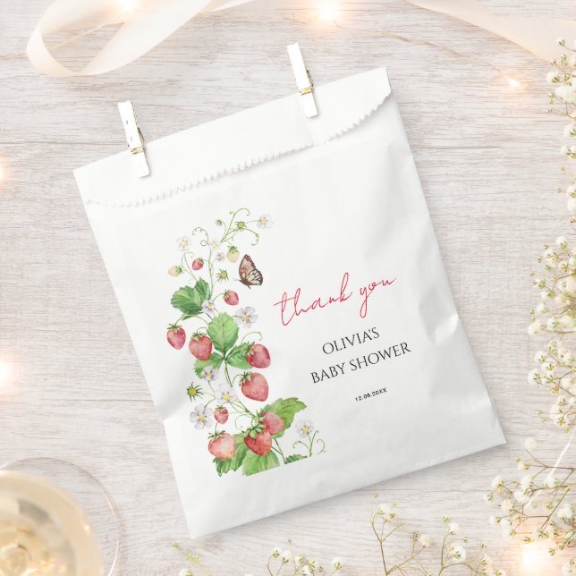 Strawberry Baby Shower Favor Bag (Clipped)