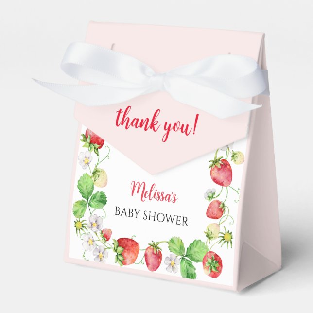 Strawberry Baby Shower Favor Boxes (Front Side)