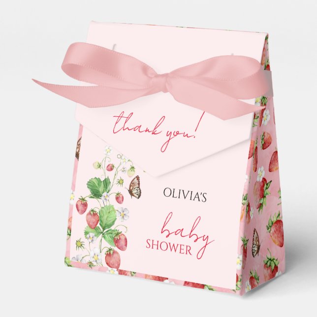 Strawberry Baby Shower Favor Boxes (Front Side)