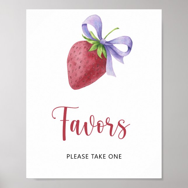 Strawberry baby shower - favors poster (Front)