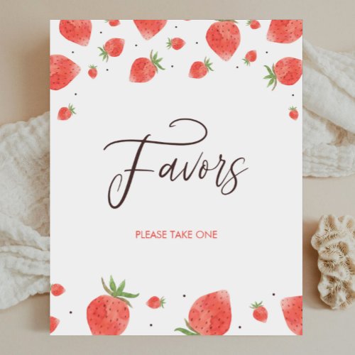 Strawberry Baby Shower Favors Sign