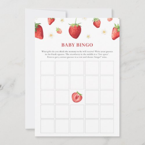 Strawberry Baby Shower Game Baby Bingo Game