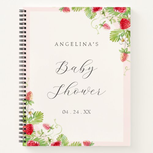 Strawberry Baby Shower Gift List Notebook