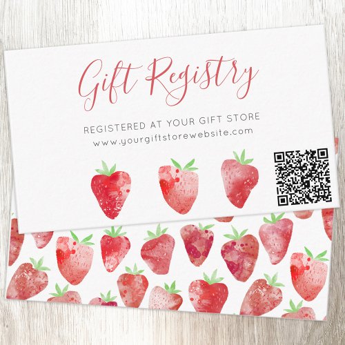 Strawberry Baby Shower Gift Registry QR Code Enclosure Card