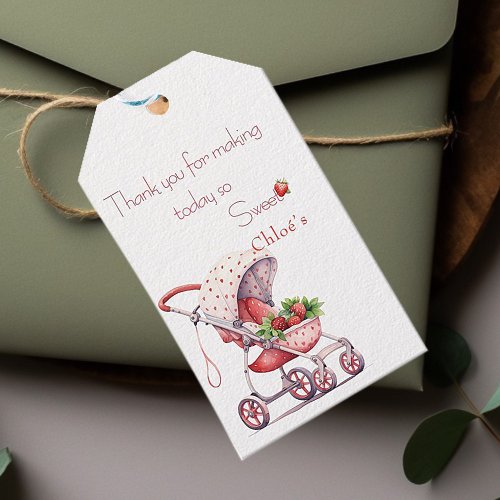 Strawberry baby shower  gift tags