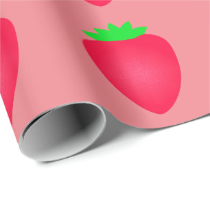 Strawberry Baby Shower Girl Birthday Pink Red 2024 Wrapping Paper