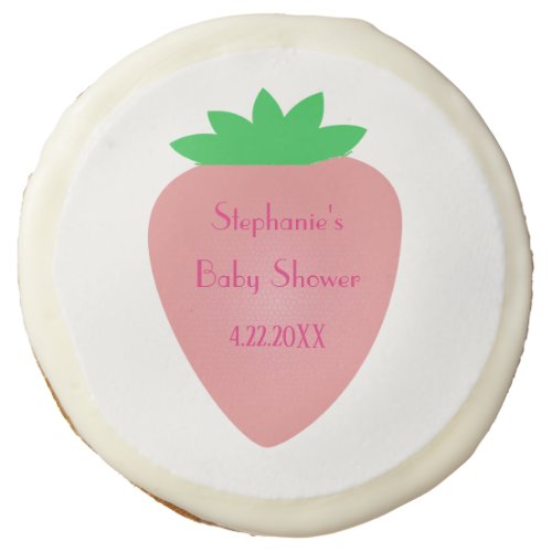 Strawberry Baby Shower Girls Pink Custom Name 2024 Sugar Cookie