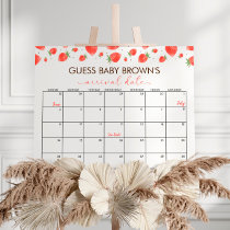 Strawberry Baby Shower Guess Due Date Calendar Poster