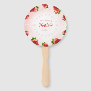 Strawberry Baby Shower Hand Fan