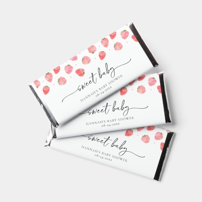Strawberry Baby Shower Hershey Bars (Front)