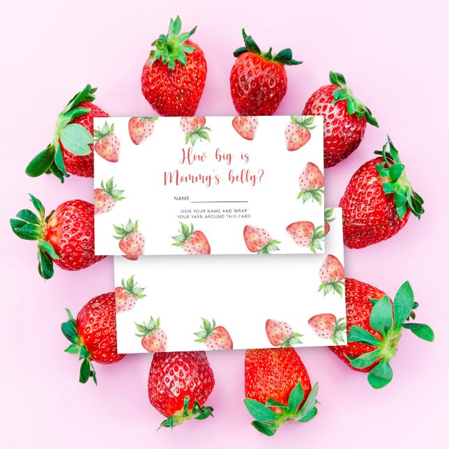 Strawberry - baby shower how big is mommy's belly enclosure card (Creator Uploaded)