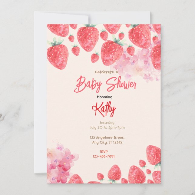 Strawberry Baby Shower Invitation (Front)