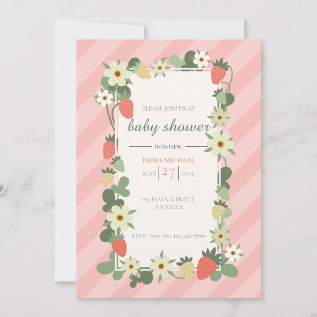 Strawberry Baby Shower Invitation (Front)