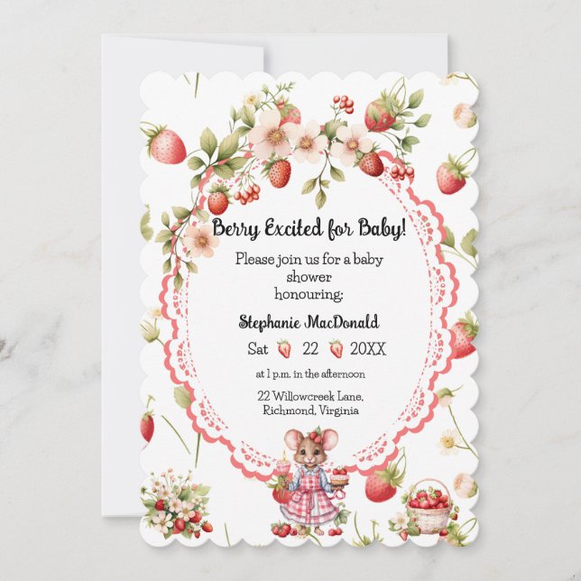 Strawberry Baby Shower Invitation (Front)